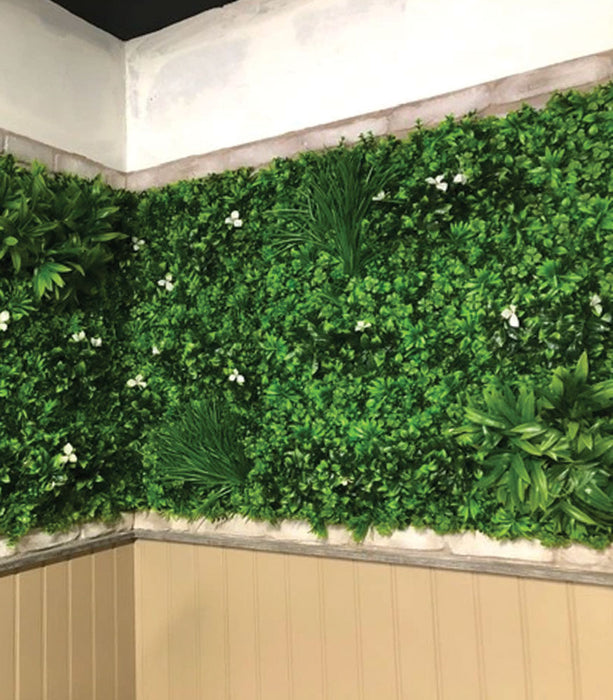 Artificial Living Green Wall (White Flower)